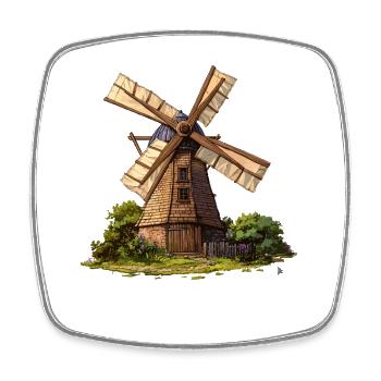 Windmühle im Garten - Viereckiger Kühlschrankmagnet - Weiß - Vorne