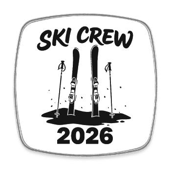 SKI CREW Winter holiday and après-ski outfit - Square fridge magnet - white - Front