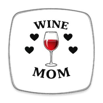 Wine Mom Wine Glass Heart Design - Square fridge magnet - white - Front