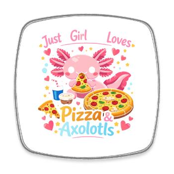 Pizza Axolotl Love Design - Magnet carré - blanc - Devant