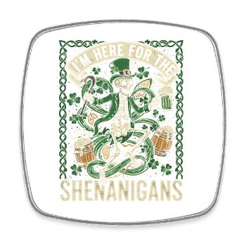 Skeleton Leprechaun Shenanigan - Square fridge magnet - white - Front