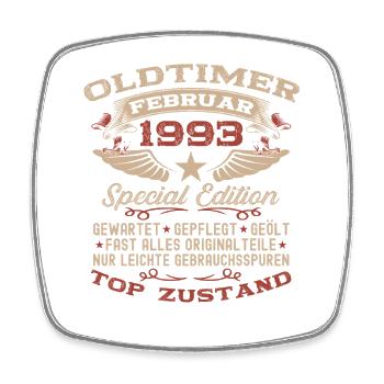33rd Birthday Oldtimer February Vintage 1993 - Square fridge magnet - white - Front