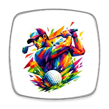 Explosion of color in golf shots - Square fridge magnet - white - Front