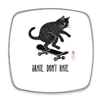 Skate, Don't Hate Kätzchen - Viereckiger Kühlschrankmagnet - Weiß - Vorne
