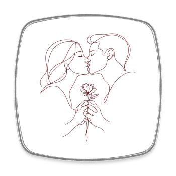 I Love You - Valentine's Day | Kiss line with rose - Square fridge magnet - white - Front