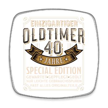 Einzigartiger Oldtimer 40 Jahre - Viereckiger Kühlschrankmagnet - Weiß - Vorne