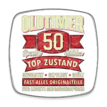 Oldtimer 50 Special Edition - Viereckiger Kühlschrankmagnet - Weiß - Vorne