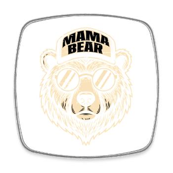 Logo de la Maman Ours avec lunettes de soleil - Magnet carré - blanc - Devant