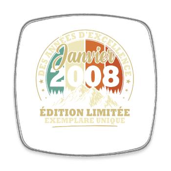 Vintage January 2008 Vintage Birthday Gift - Square fridge magnet - white - Front