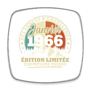 Vintage Janvier 1966 Vintage Cadeau d'anniversaire - Magnet carré - blanc - Devant