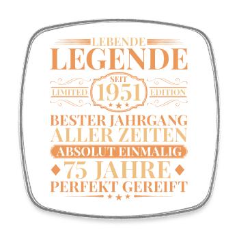Year of manufacture Born in 1951 Unique 75th birthday - Square fridge magnet - white - Front