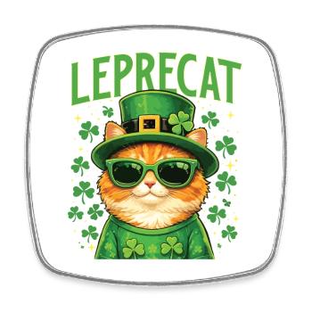 Leprecat St Patrick’s Irish Lucky Cat - Magnet carré - blanc - Devant