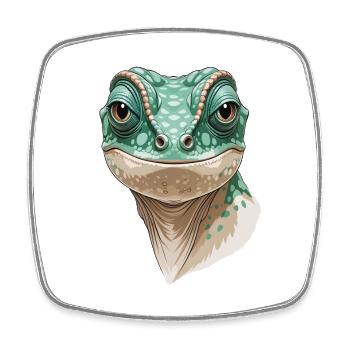Gecko Kopf Illustration - Viereckiger Kühlschrankmagnet - Weiß - Vorne