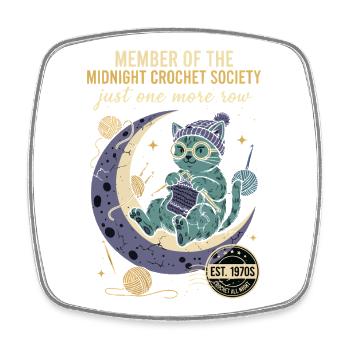 Midnight Crochet Society Nur noch eine Reihe Häkel - Viereckiger Kühlschrankmagnet - Weiß - Vorne