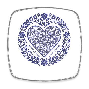 Cœur drôle au crochet pour les amoureux du fil amoureux du crochet - Magnet carré - blanc - Devant