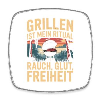 Le grill est mon barbecue rituel smoke embers freedom - Magnet carré - blanc - Devant