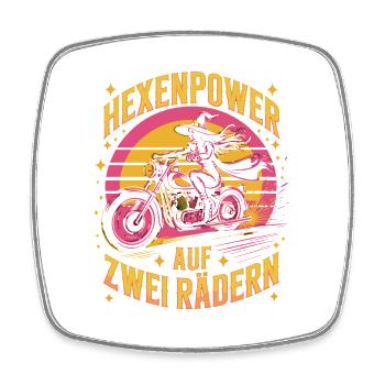  Hexenpower Auf Zwei Rädern Motorrad Hexe Retro - Viereckiger Kühlschrankmagnet - Weiß - Vorne