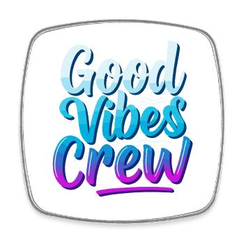 Good - Vibes Crew Schriftzug - Viereckiger Kühlschrankmagnet - Weiß - Vorne