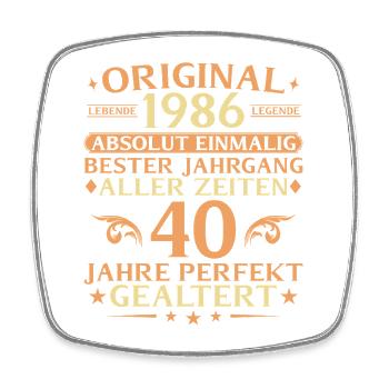 40 Years Perfectly Aged Vintage 1986 - Square fridge magnet - white - Front