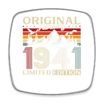 85th Birthday February 1941 Vintage Vintage - Square fridge magnet - white - Front