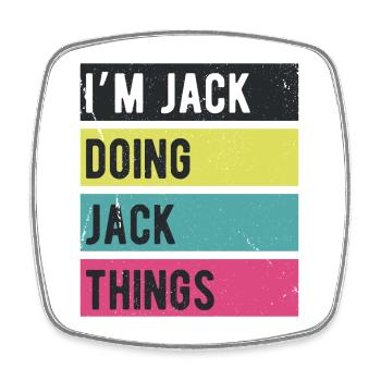 Ich bin Jack und mache Jack Things Retro-Farben - Viereckiger Kühlschrankmagnet - Weiß - Vorne