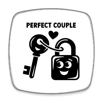 Key to My Heart Cute Lock and Key - Viereckiger Kühlschrankmagnet - Weiß - Vorne