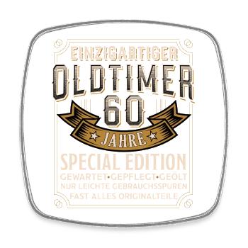 Oldtimer 60 Jahre Spezialedition - Viereckiger Kühlschrankmagnet - Weiß - Vorne