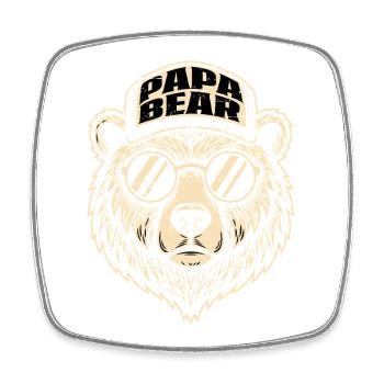 Logo de Papa Ours avec lunettes de soleil - Magnet carré - blanc - Devant
