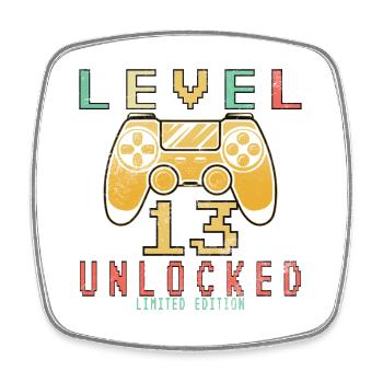 13. Geburtstag Jungen Gamer Level 13 Unlocked - Viereckiger Kühlschrankmagnet - Weiß - Vorne