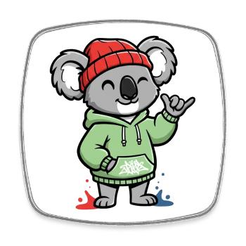 Koala Hoodie Streetstyle - Viereckiger Kühlschrankmagnet - Weiß - Vorne