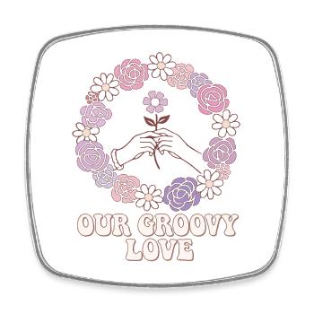 Our Groovy Love | Blütenkranz | Valentins Tag - Viereckiger Kühlschrankmagnet - Weiß - Vorne