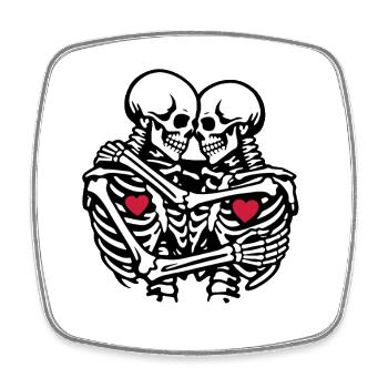 Je t’aime | La Saint-Valentin | Cœur d’amour squelette - Magnet carré - blanc - Devant