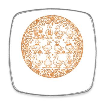 Funny Crochet Ducks Mandala For Crochet Lovers - Square fridge magnet - white - Front