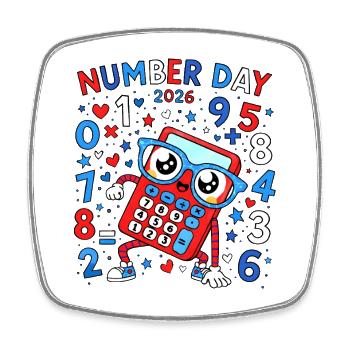 Jour des Numéros 2026 Calculatrice Héros - Magnet carré - blanc - Devant