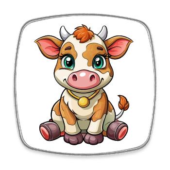 Baby cow - Square fridge magnet - white - Front