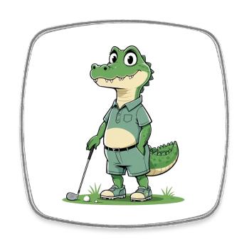 Alligator golf hero in casual look - Square fridge magnet - white - Front