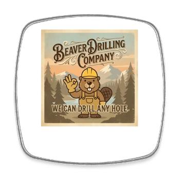Beaver Drilling Co kann jedes Loch bohren. Schmutz - Viereckiger Kühlschrankmagnet - Weiß - Vorne