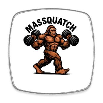 Massquatch Haltérophilie Sasquatch Drôle de Bigfoot - Magnet carré - blanc - Devant