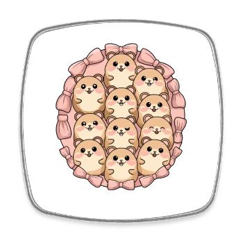  Kawaii Hamster Familie Niedliche Cartoon Hamster - Viereckiger Kühlschrankmagnet - Weiß - Vorne