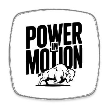 Power in Motion - Square fridge magnet - white - Front