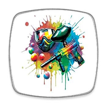 Paintball - Illustration splash art marker masque - Magnet carré - blanc - Devant