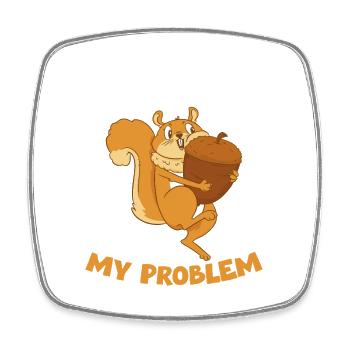 NUT MY PROBLEM Eichhörnchen - Viereckiger Kühlschrankmagnet - Weiß - Vorne
