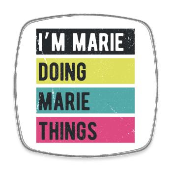 Ich bin Marie und mache Marie Things Retro Colors - Viereckiger Kühlschrankmagnet - Weiß - Vorne