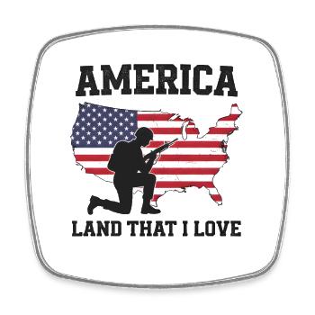 America Land That I Love Patriotic Soldier - Square fridge magnet - white - Front