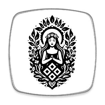 Symbole minimal de la déesse slave Mokosh - Magnet carré - blanc - Devant