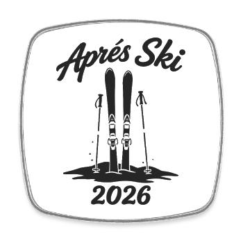 APRES SKI 2026 Winterurlaub Piste Party - Viereckiger Kühlschrankmagnet - Weiß - Vorne
