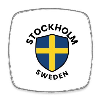 Stockholm Shield Sweden Flag - Square fridge magnet - white - Front