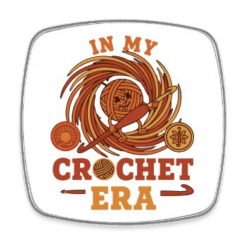 À l’époque du crochet, fil drôle d’amoureux du crochet - Magnet carré - blanc - Devant