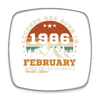 Février 1986 Vintage Retro Cadeau d'anniversaire - Magnet carré - blanc - Devant