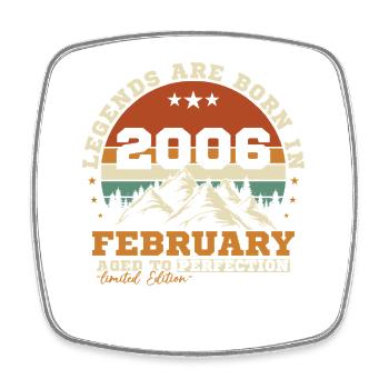 February 2006 Vintage Retro Birthday Gift - Square fridge magnet - white - Front